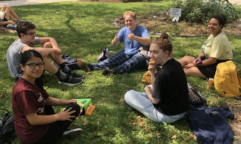 High school students at Leaves of Learning